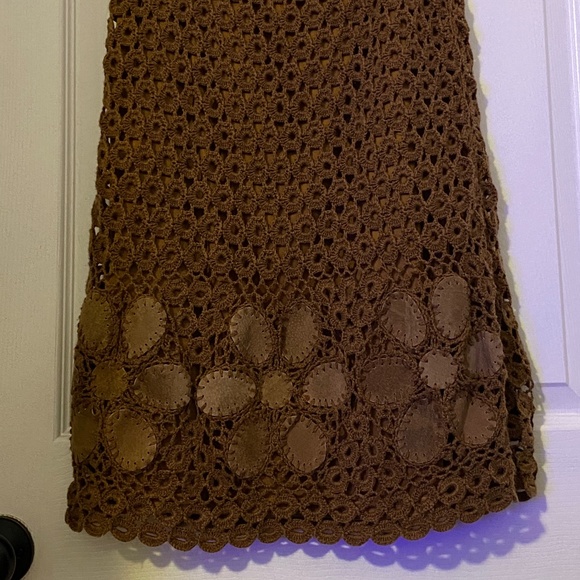 Vintage Crocheted  Brown Women’s Boho Skirt Size XL - Picture 1 of 11
